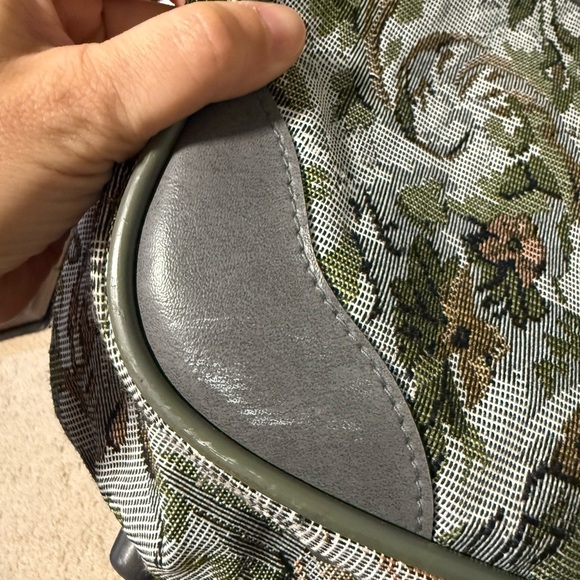 Vintage Stradellina Gray-Green Floral Tapestry Carry-On Luggage Bag Retro - Picture 8 of 10